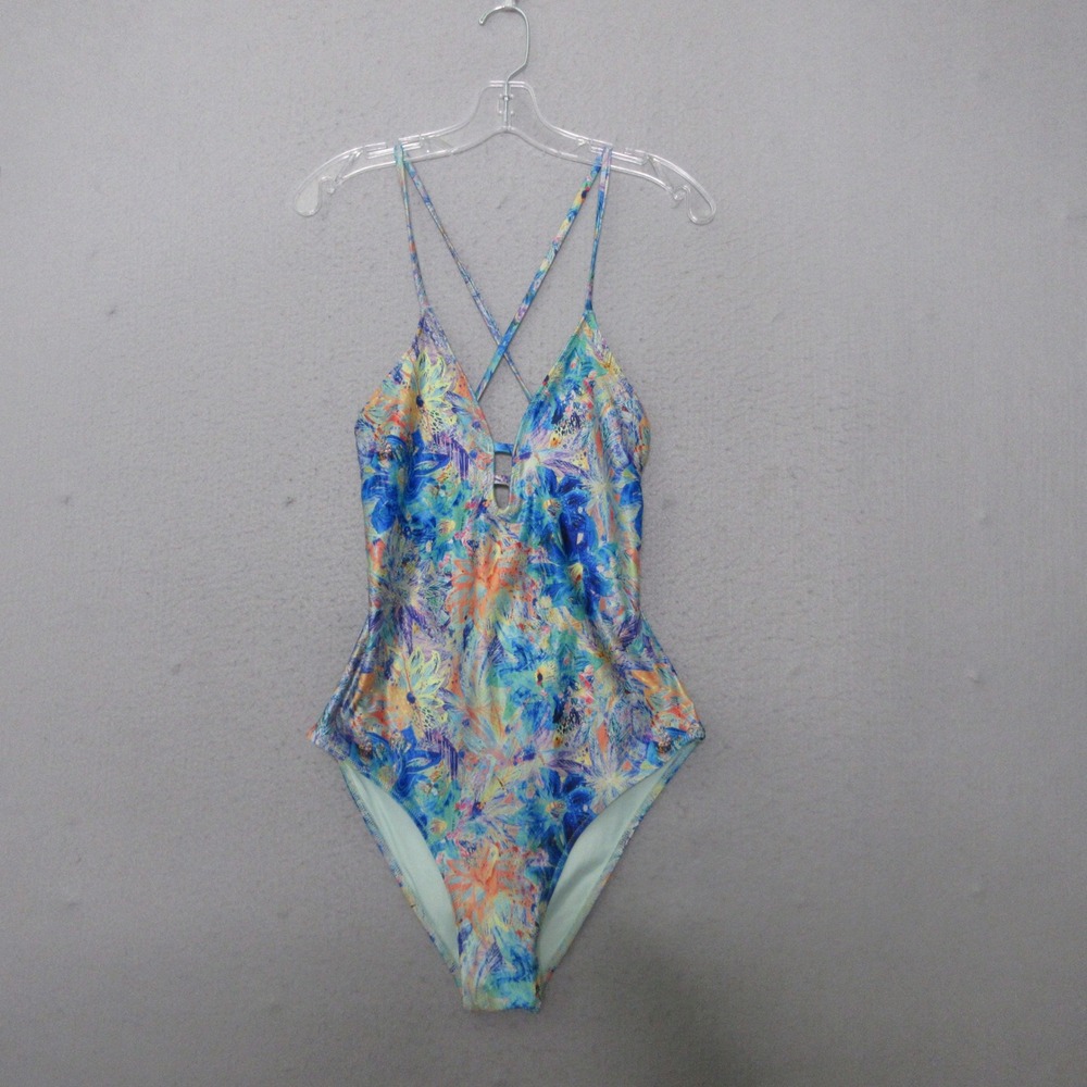 Born Primitive Swimsuit Large Colorful Floral One Piece Lace Up Back Beach Pool
